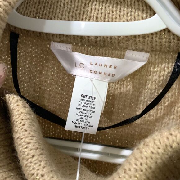 LC Lauren Conrad Cloak/Cape in Beige/Tan w/ Faux Leather Trim One Size Fits All - Picture 3 of 12